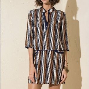 Striped Brown & Navy Mini Dress